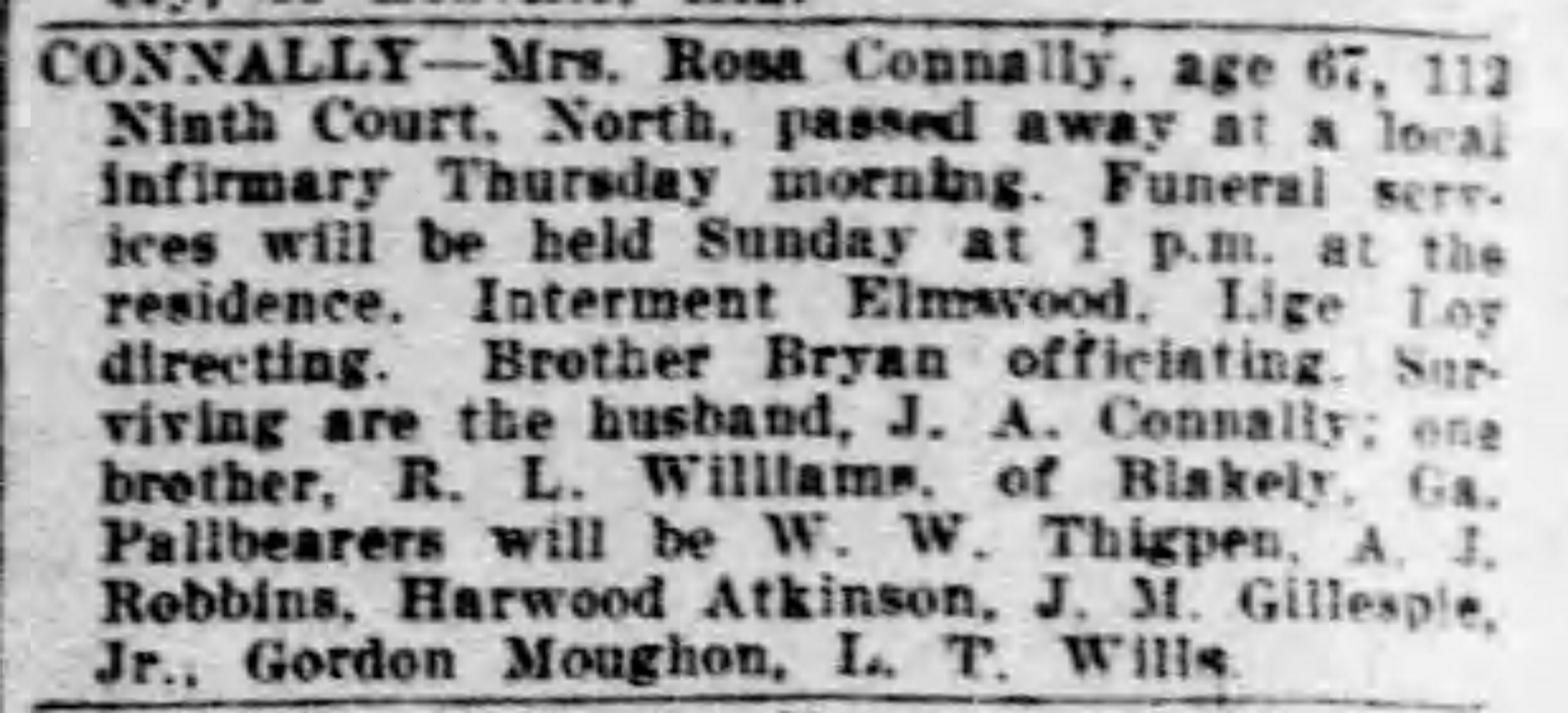 Rosa Connally obituary